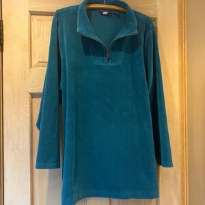 Lands End Teal Corduroy Zip-up Top Size 3X